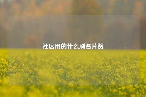 社区用的什么刷名片赞