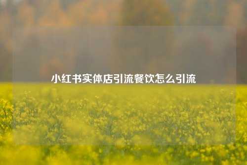 小红书实体店引流餐饮怎么引流